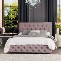 Luna Super King Ottoman Bed with Storage - Pink, Velvet