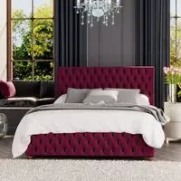 Seren Double Ottoman Bed with Storage - Berry, Velvet