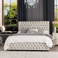Seren Double Ottoman Bed with Storage - Pearl, Velvet