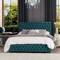 Seren Single Ottoman Bed with Storage - Emerald, Velvet
