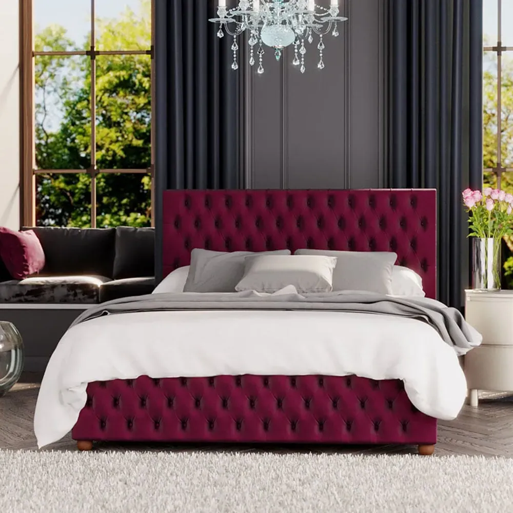 Seren Small Double Ottoman Bed with Storage - Purple, Velvet