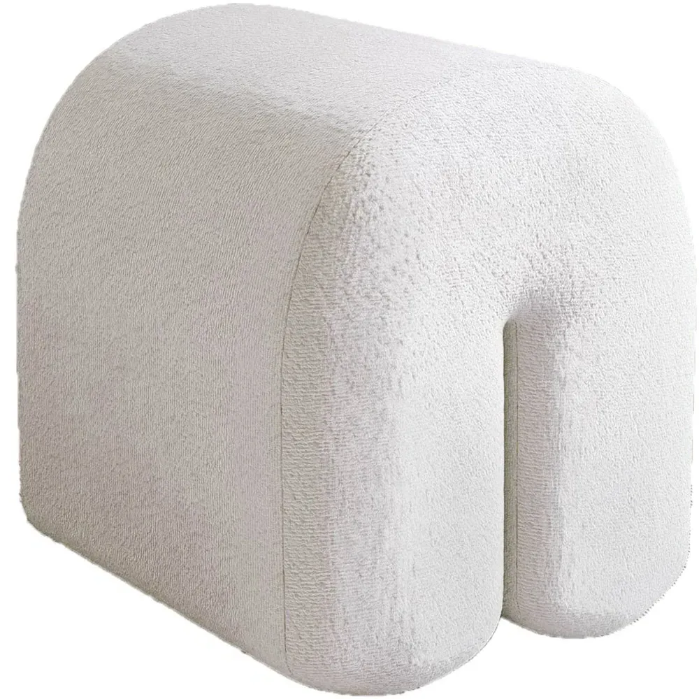 CARME Home Bouclé Stool - White
