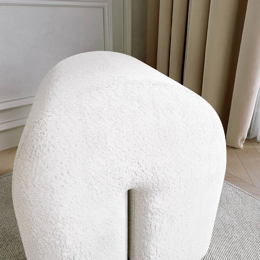 CARME Home Bouclé Stool - White