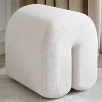 CARME Home Bouclé Stool - White