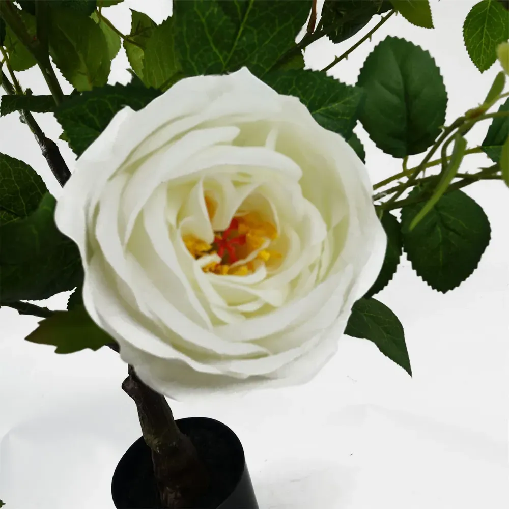 70cm Artificial Camellia Rose Plant in Pot - White