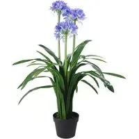 Agapanthus Artificial Plant in Pot 90cm - Blue