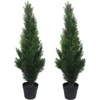 Artificial Cedar Cypress Topiary Tree 90cm 2 Pack - Green