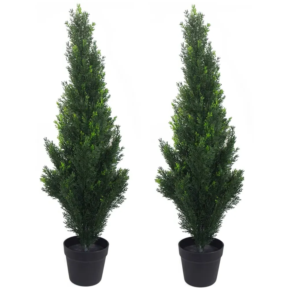 Artificial Cedar Cypress Topiary Tree 90cm 2 Pack - Green