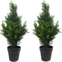Artificial Cedar Cypress Topiary Trees 2 Pack 60cm - Green