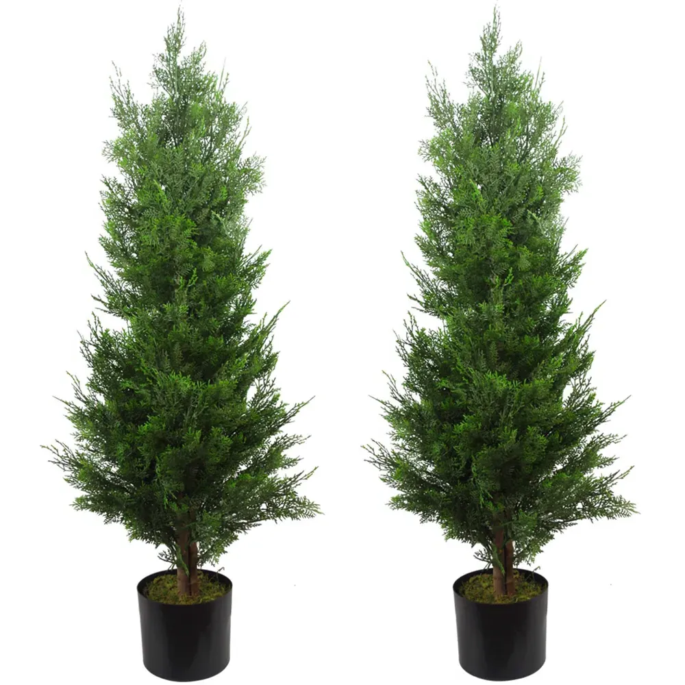Artificial Cypress Cedar Topiary Tree 120cm 2 Pack - Green