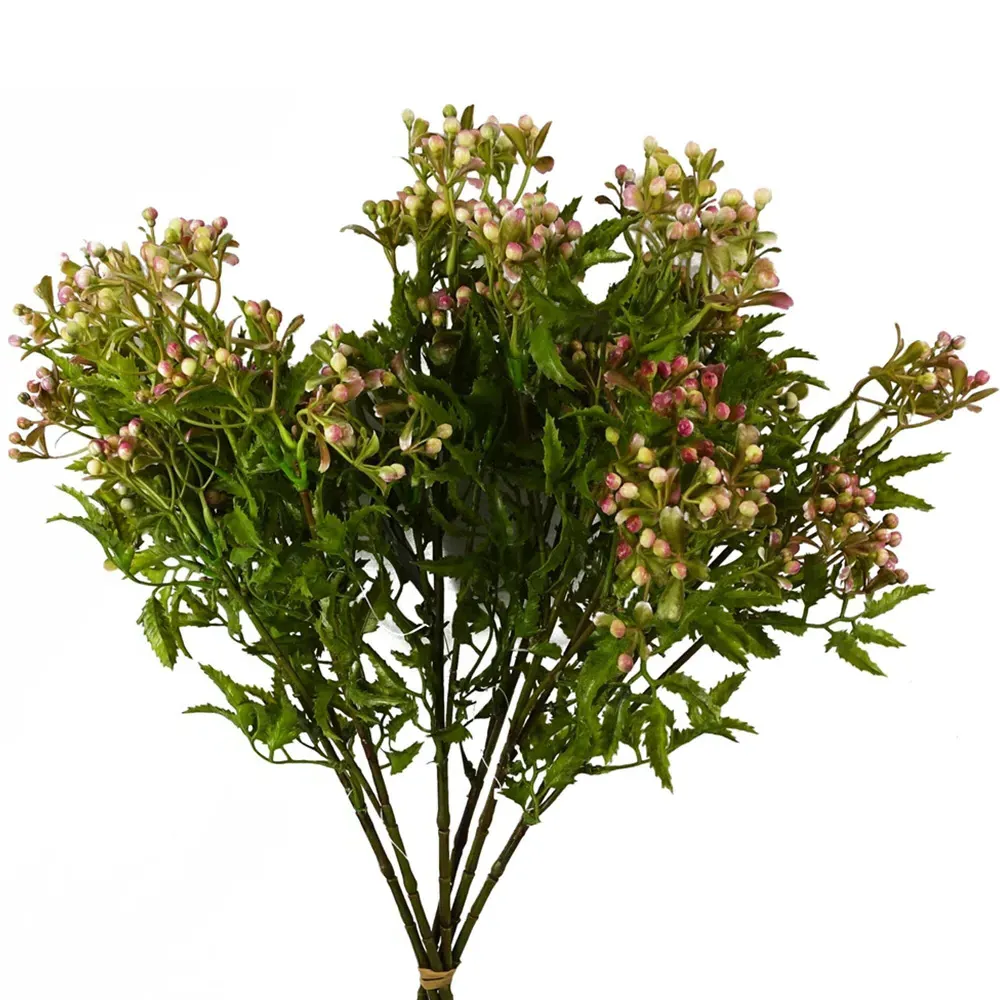 Artificial Foliage Stem with Berries 6 Pack - Pink