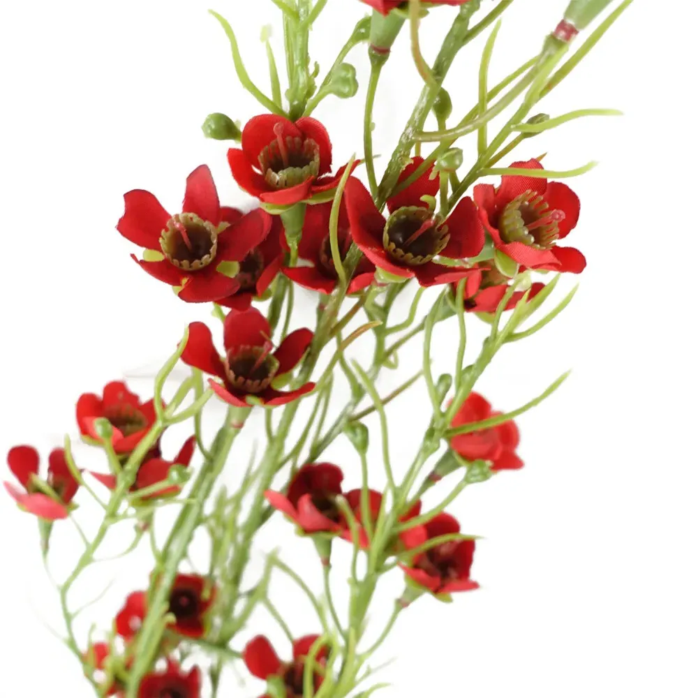 Artificial Foliage Stem with Flowers 6 Pack - Red