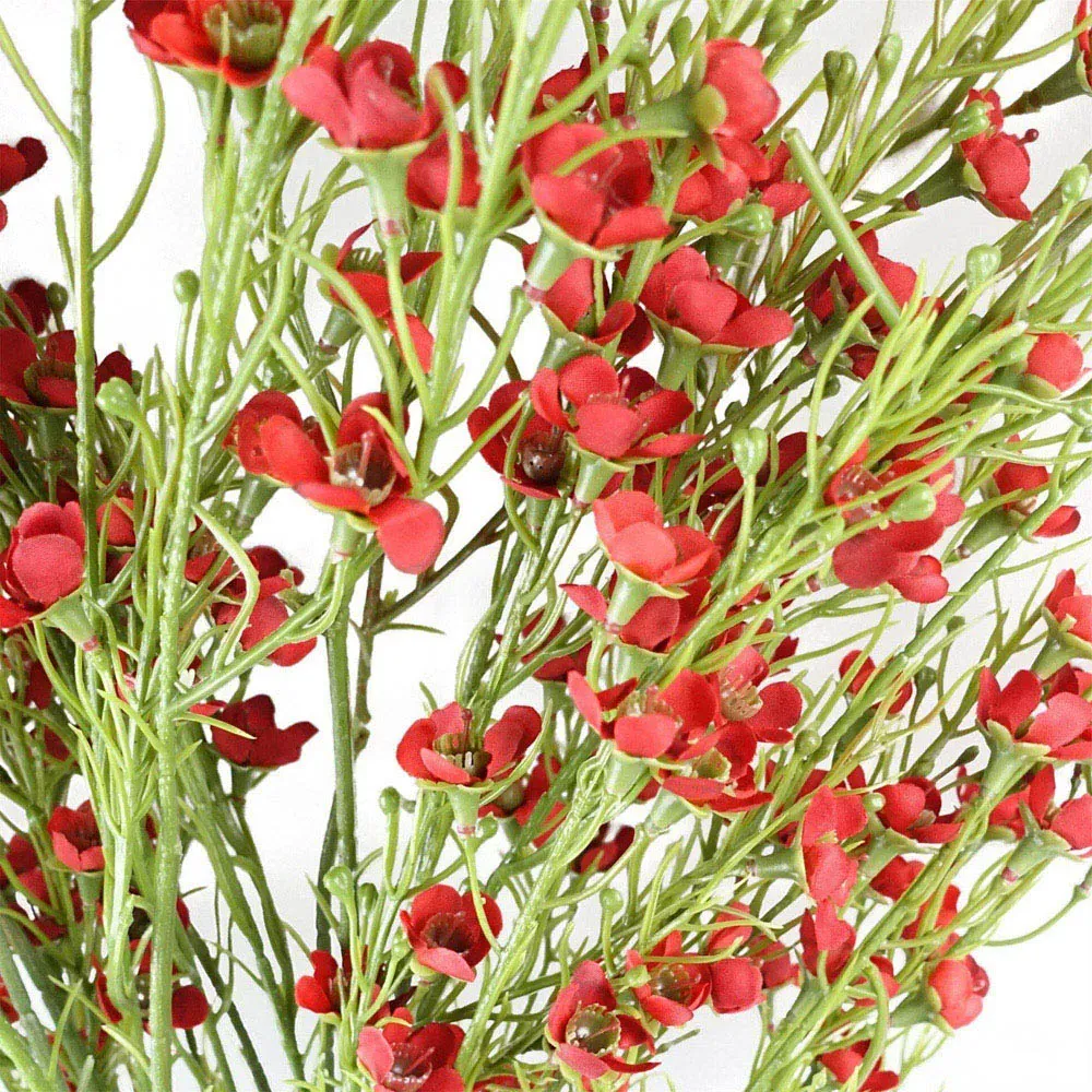 Artificial Foliage Stem with Flowers 6 Pack - Red