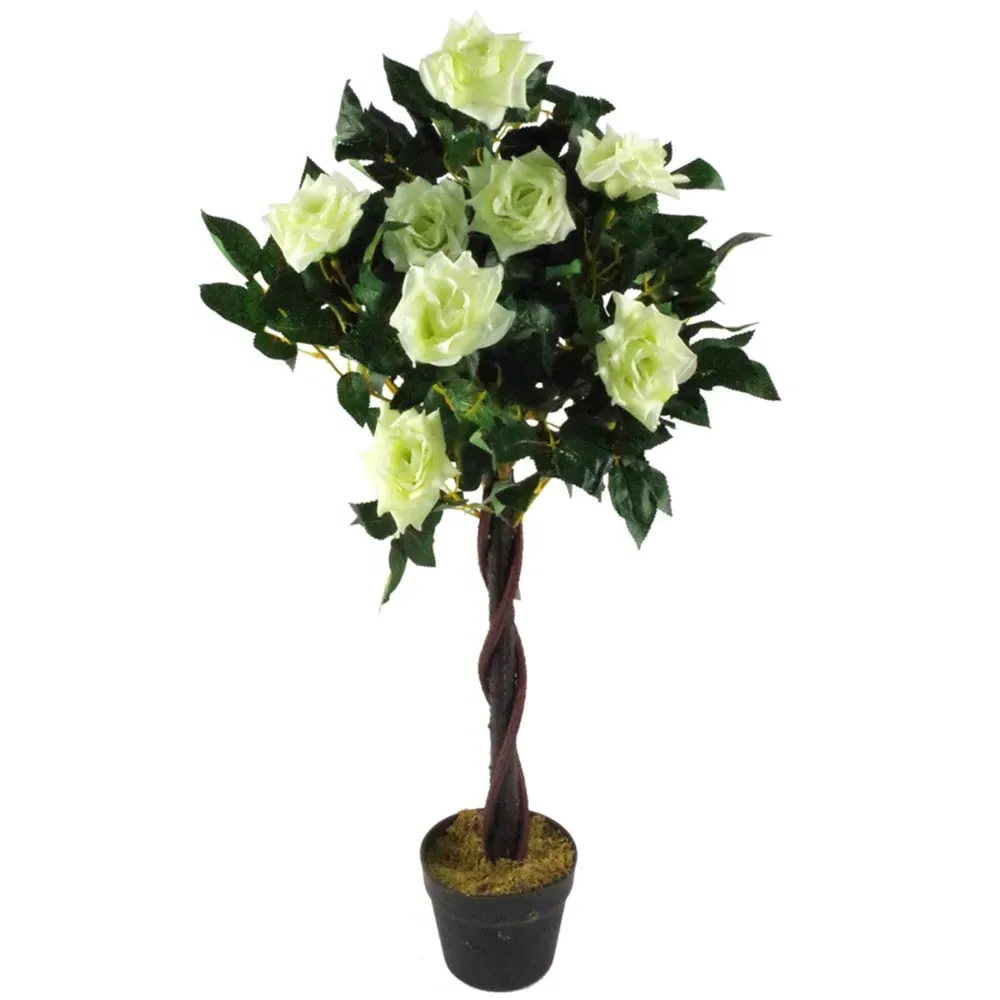 Artificial Rose Tree in Pot - Cream image