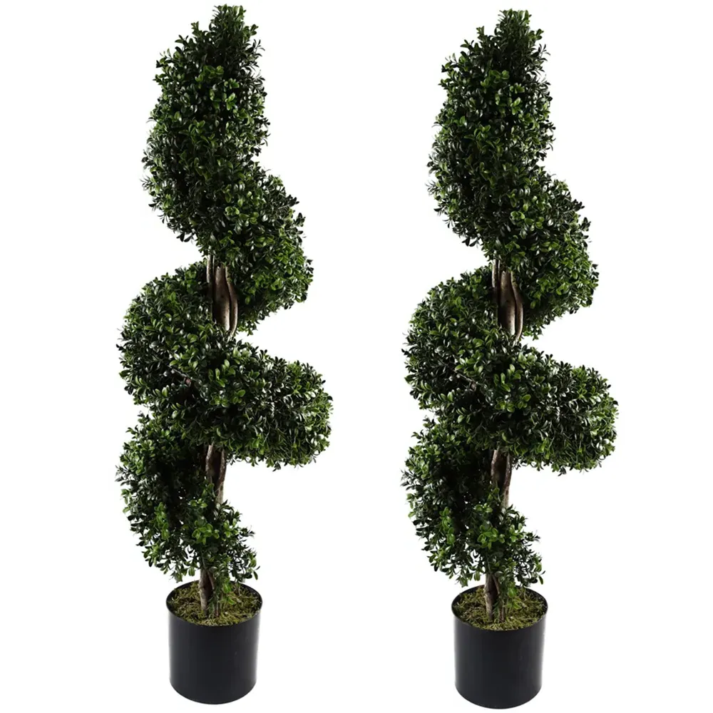 Artificial Spiral Buxus Tree 120cm 2 Pack - Green