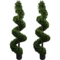 Artificial Spiral Buxus Tree 150cm 2 Pack - Green