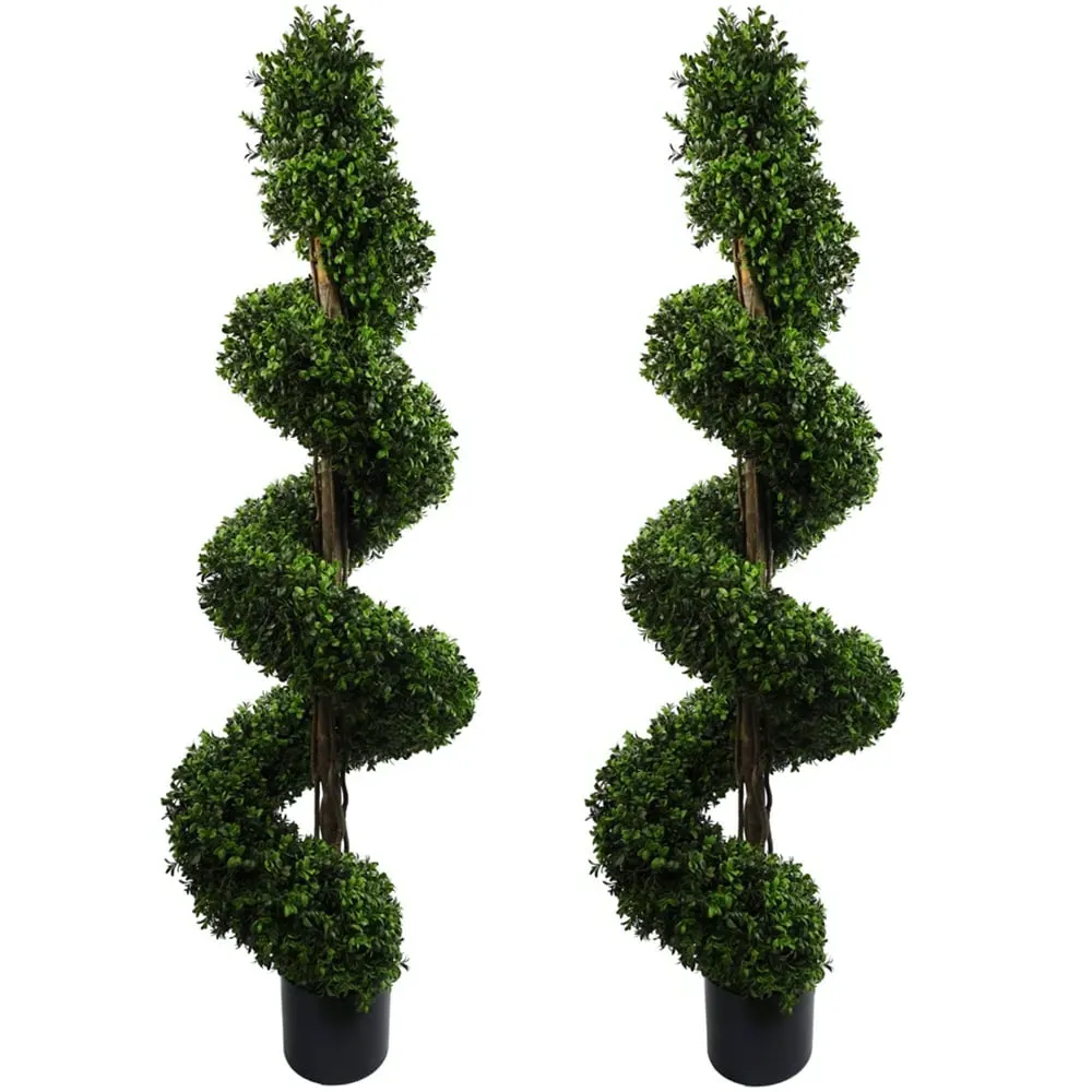 Artificial Spiral Buxus Tree 150cm 2 Pack - Green
