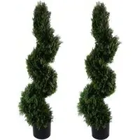 Artificial Spiral Cedar Topiary Tree 120cm 2 Pack - Green
