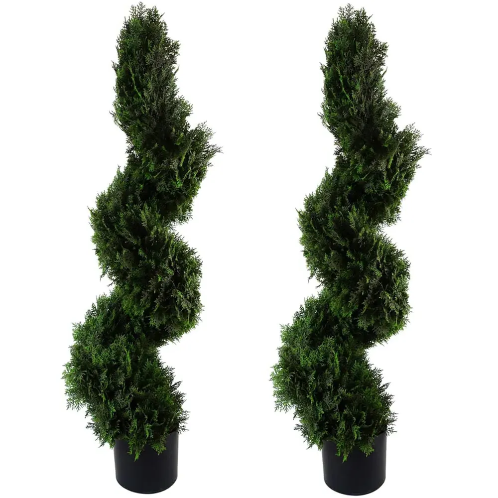 Artificial Spiral Cedar Topiary Tree 120cm 2 Pack - Green
