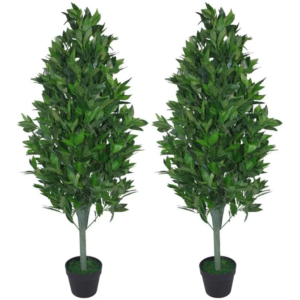 Bay Tree Pair Topiary Cone Artificial Tree 2 Pack - Green