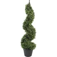 Boxwood Tower Artificial Tree with Spiral Metal Top - Green