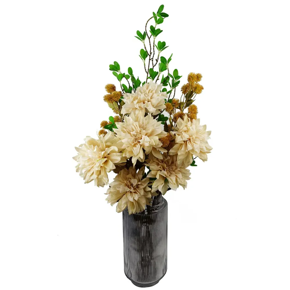 Dahlia Single Stem Artificial Flower 6 Pack - Dusty Cream