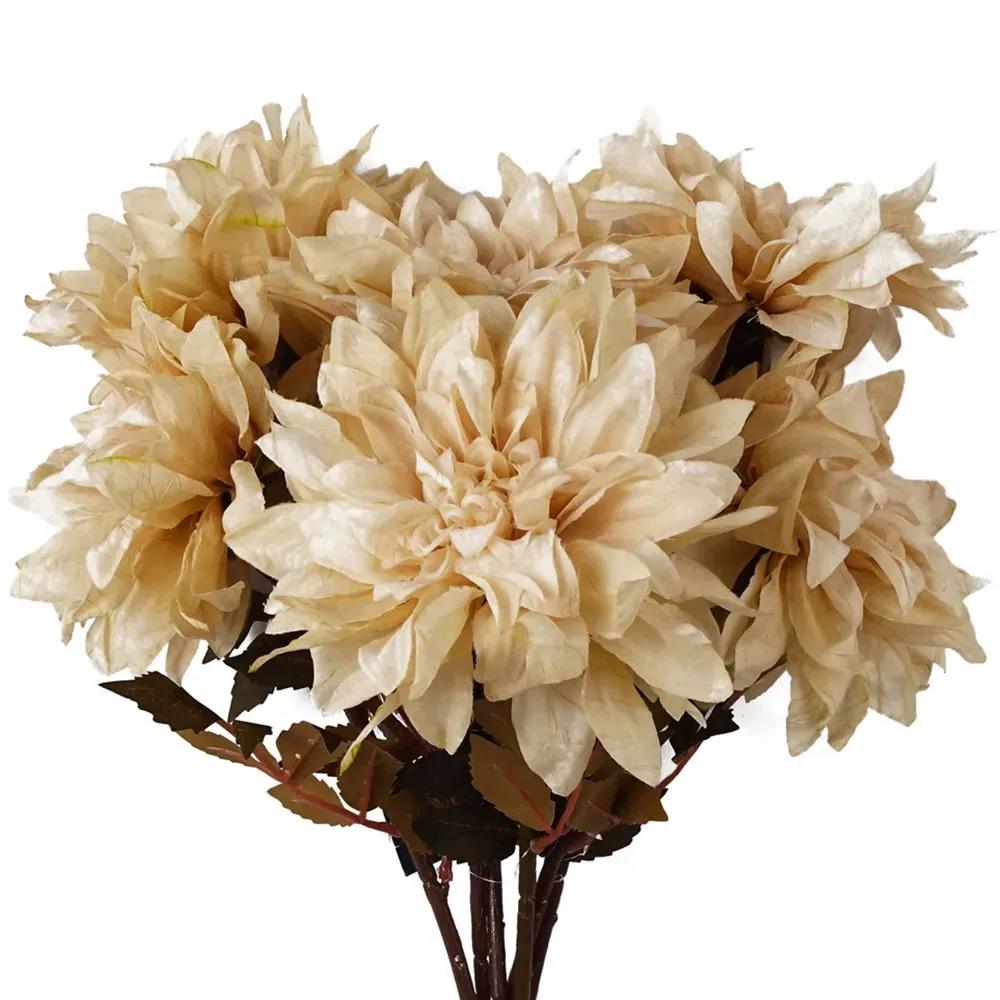 Dahlia Single Stem Artificial Flower 6 Pack - Dusty Cream