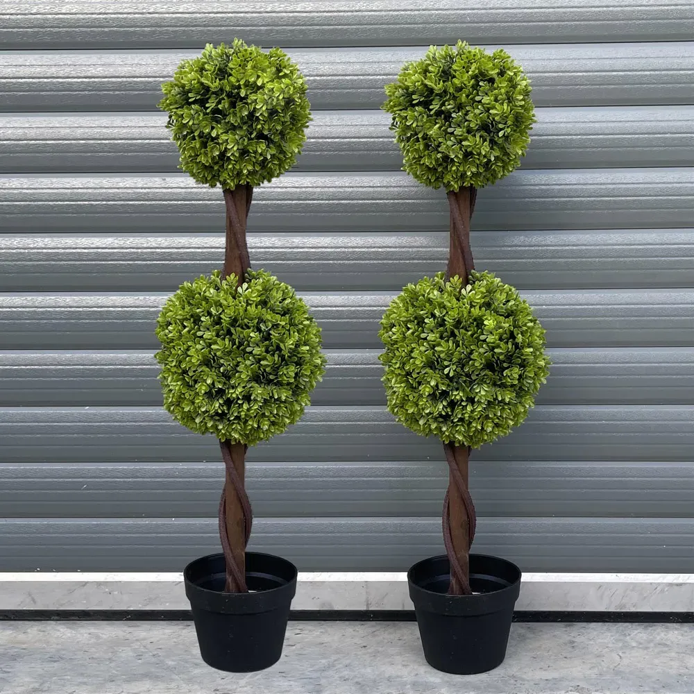 Double Ball Topiary Tree 90cm 2 Pack - Green