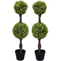Double Ball Topiary Tree 90cm 2 Pack - Green