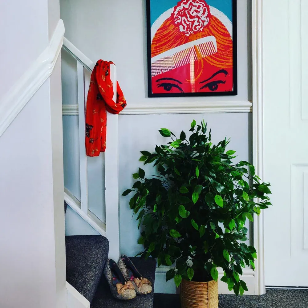 Ficus Artificial Plant with Silver Planter - Green