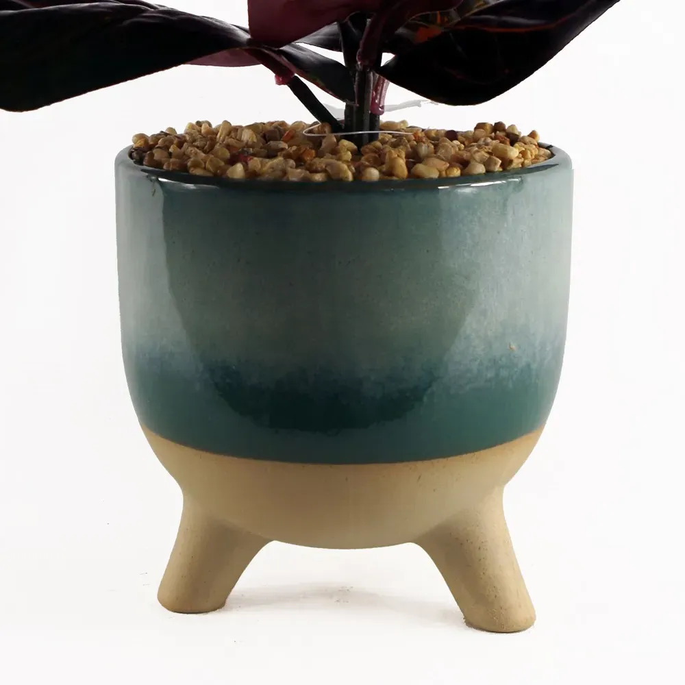 Ficus Artificial Tree - Teal Blue, Ceramic