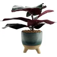 Ficus Artificial Tree - Teal Blue, Ceramic