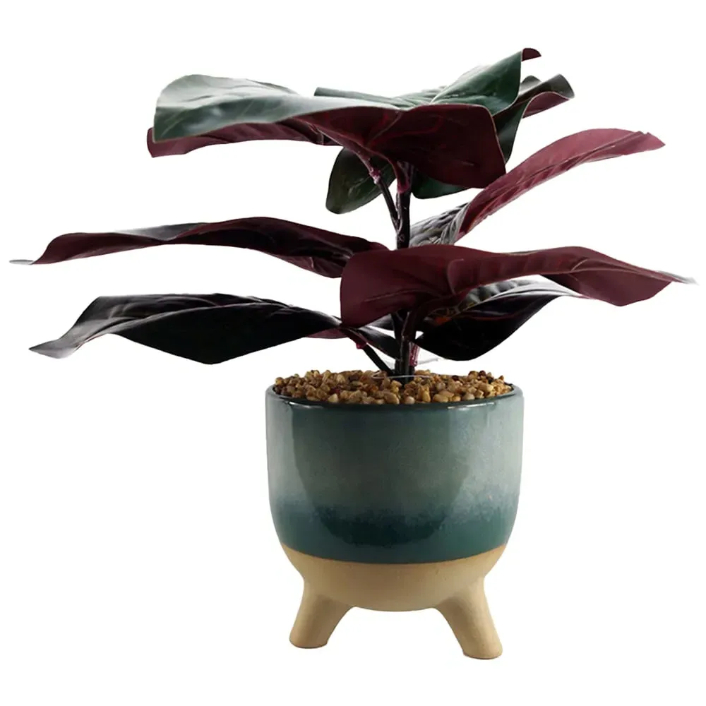 Ficus Artificial Tree - Teal Blue, Ceramic