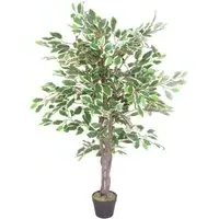 Ficus White Edge Artificial Tree in Pot 130cm - Green