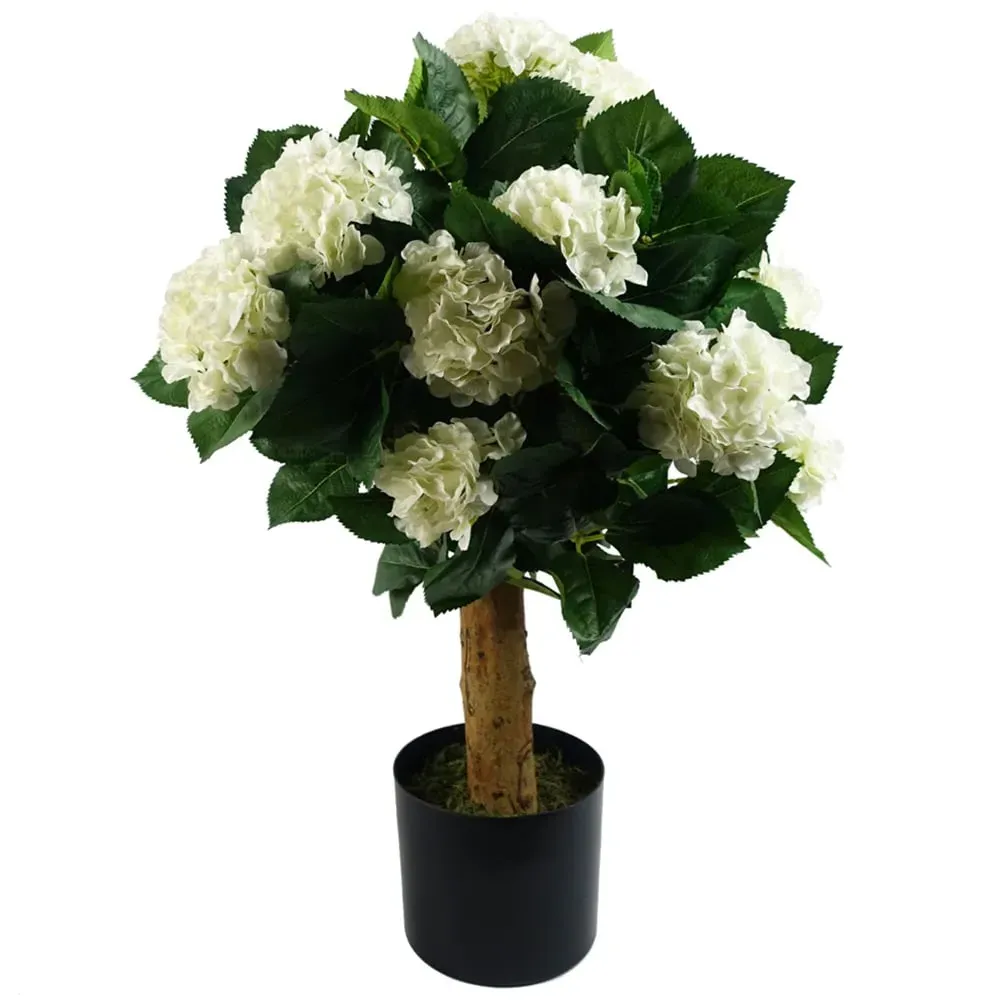 Hydrangea Artificial Plant in Pot - White image