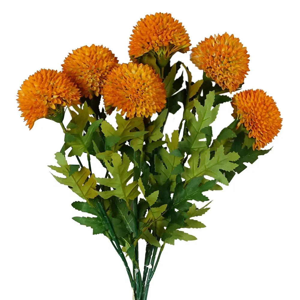 Large Ball Dahlia Artificial Flower 6 Pack - Yellow