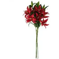 Large Lily Artificial Flower 100cm 6 Pack - Red, Silk