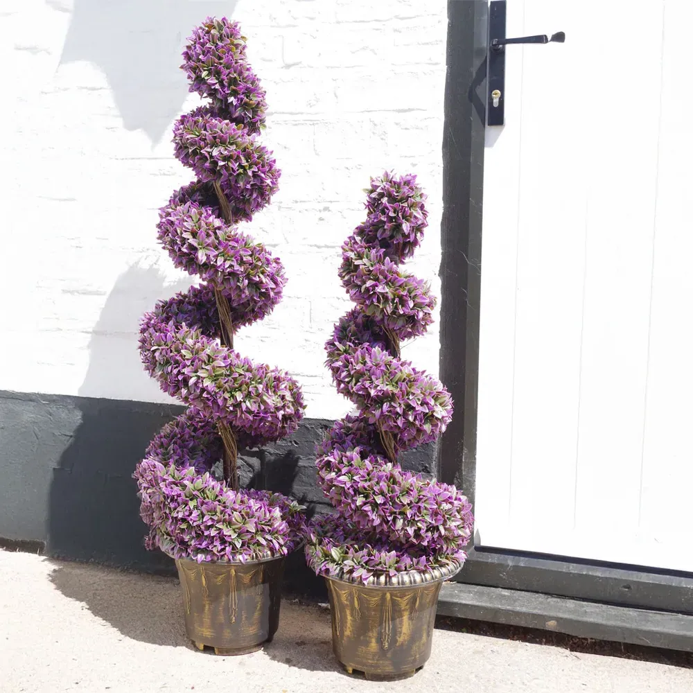 Large Spiral Topiary Tree with Decorative Planters - Purple