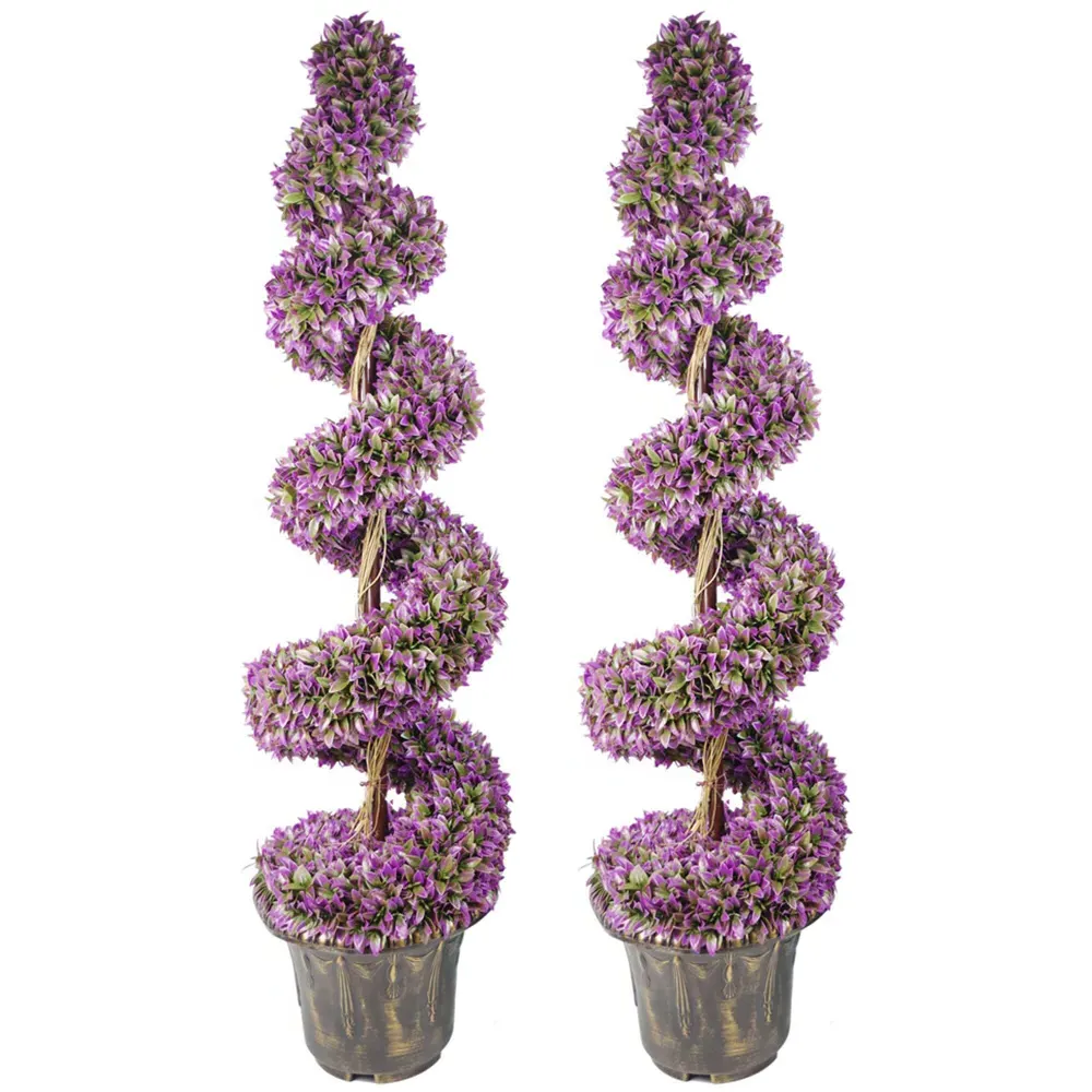 Large Spiral Topiary Tree with Decorative Planters - Purple