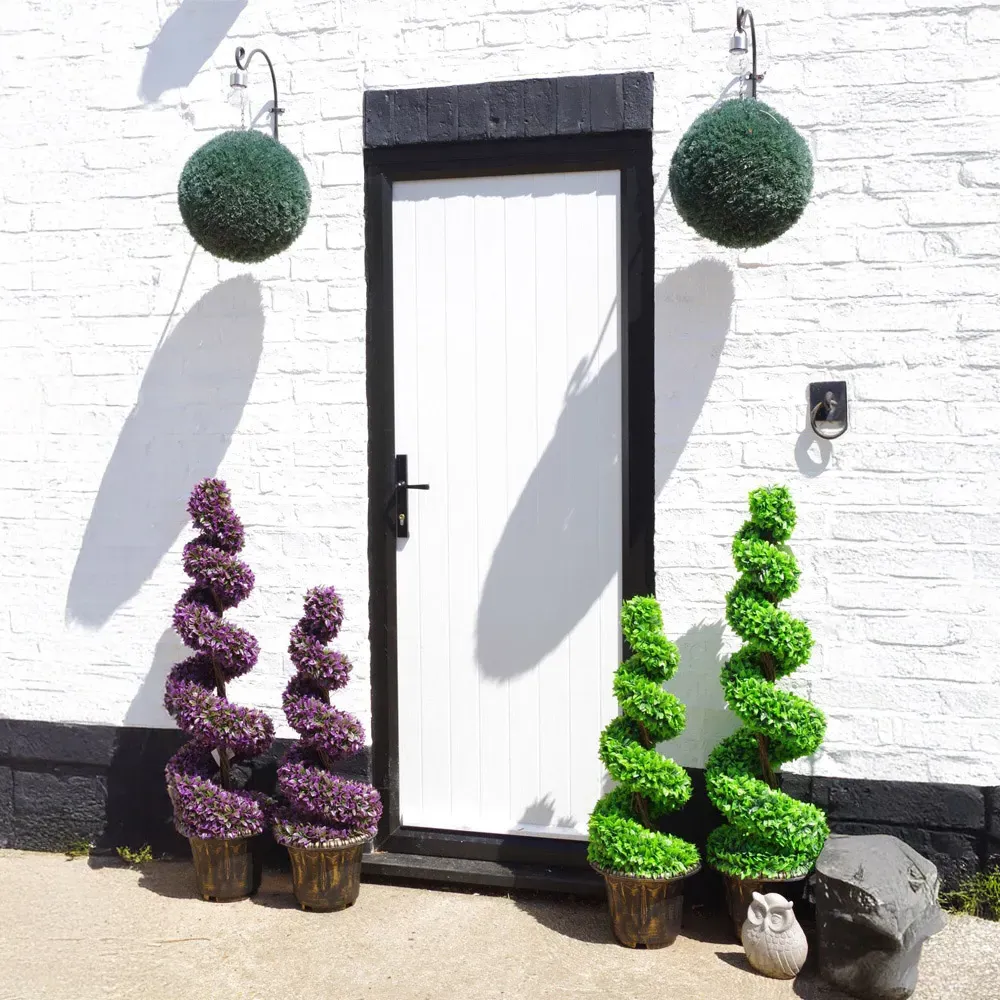 Large Spiral Topiary Trees with Planters 90cm 2 Pack - Green