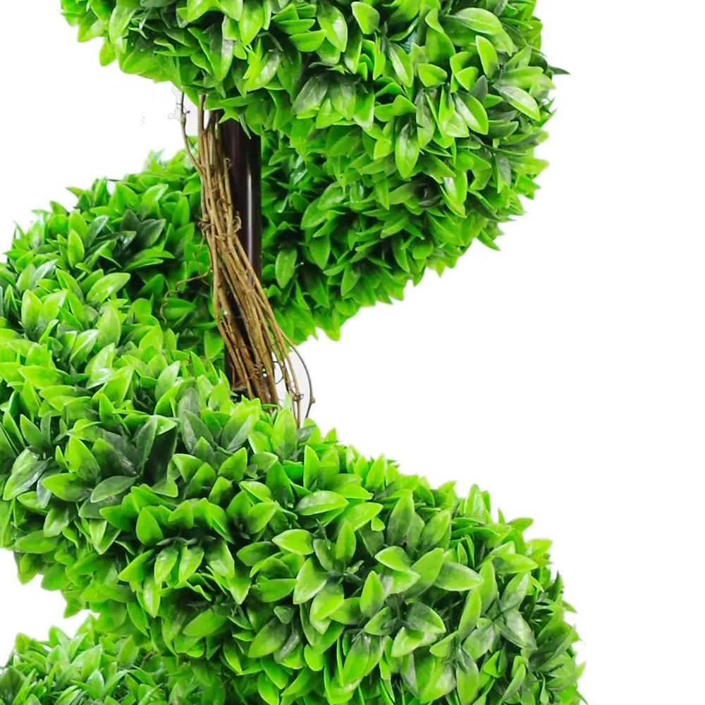 Large Spiral Topiary Trees with Planters 90cm 2 Pack - Green