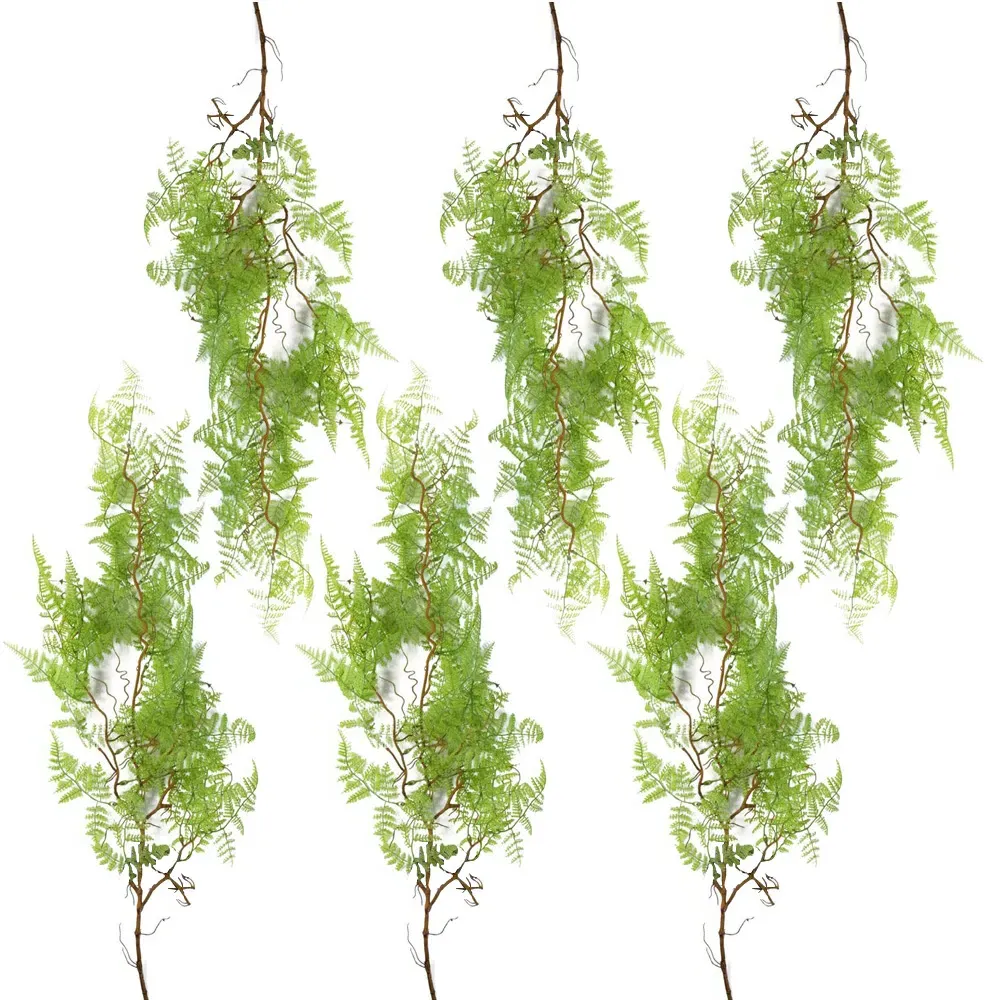 Maidenhair Fern Hanging Artificial Plant 6 Pack - Light Green