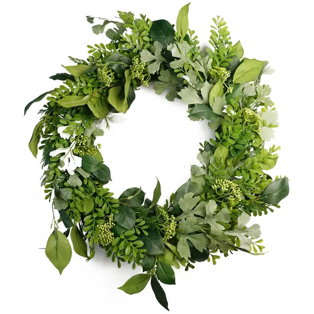 Natural Fern Artificial Wreath 50cm - Green image