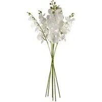 Phalaenopsis Orchid Single Stem Artificial Flower 6 Pack - White