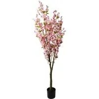 Pink Cherry Artificial Tree in Pot 180cm - Green