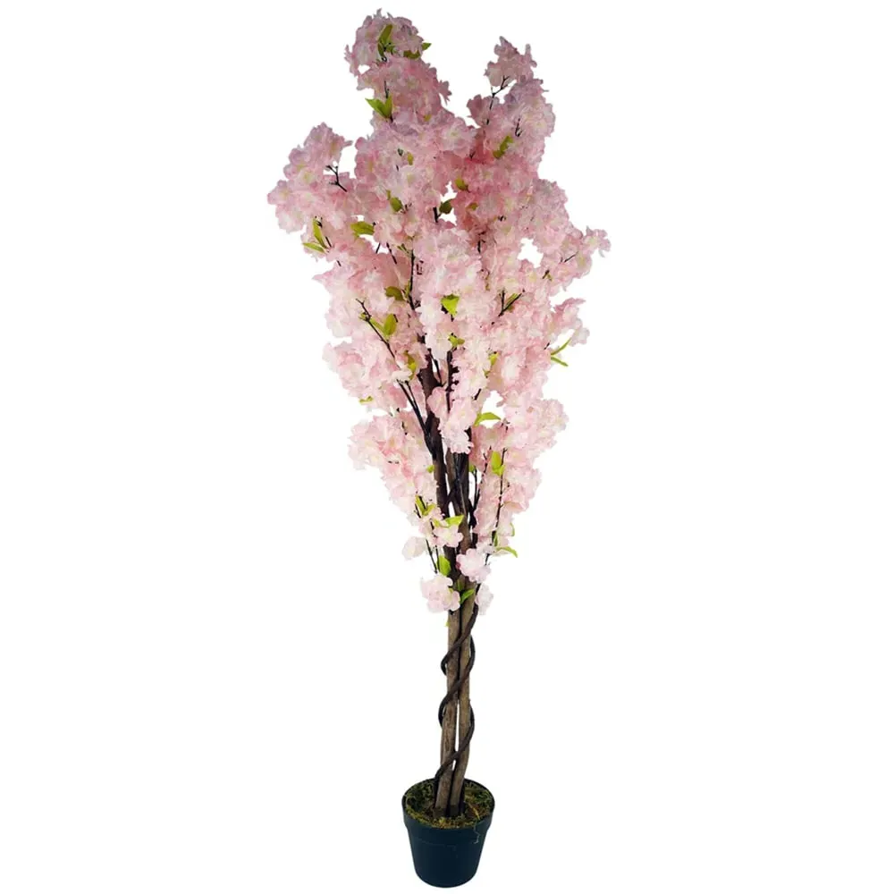 Pink Cherry Blossom Artificial Tree in Pot 150cm - Pink image