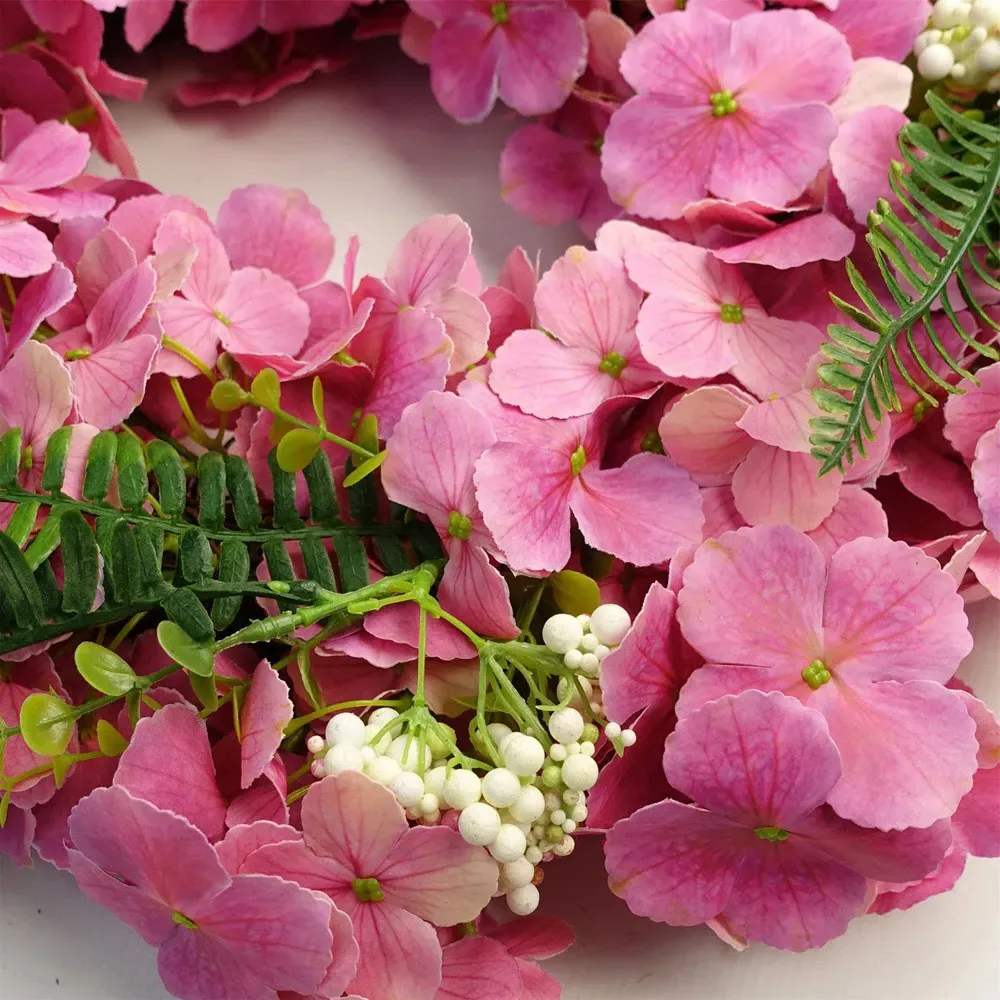 Pink Floral Blossom Artificial Wreath 40cm