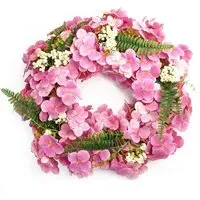 Pink Floral Blossom Artificial Wreath 40cm