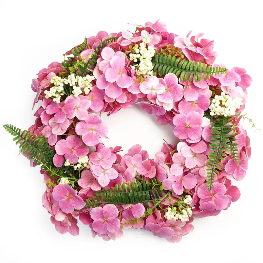 Pink Floral Blossom Artificial Wreath 40cm