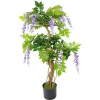 Purple Wisteria Artificial Tree in Pot - Green